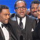 Anthony Anderson, Kenya Barris and Tracee Ellis Ross accept Black-ish’s award for Outstanding Comedy Series at the 48th NAACP Image Awards at Pasadena Civic Auditorium in California on Feb. 11, 2017.
